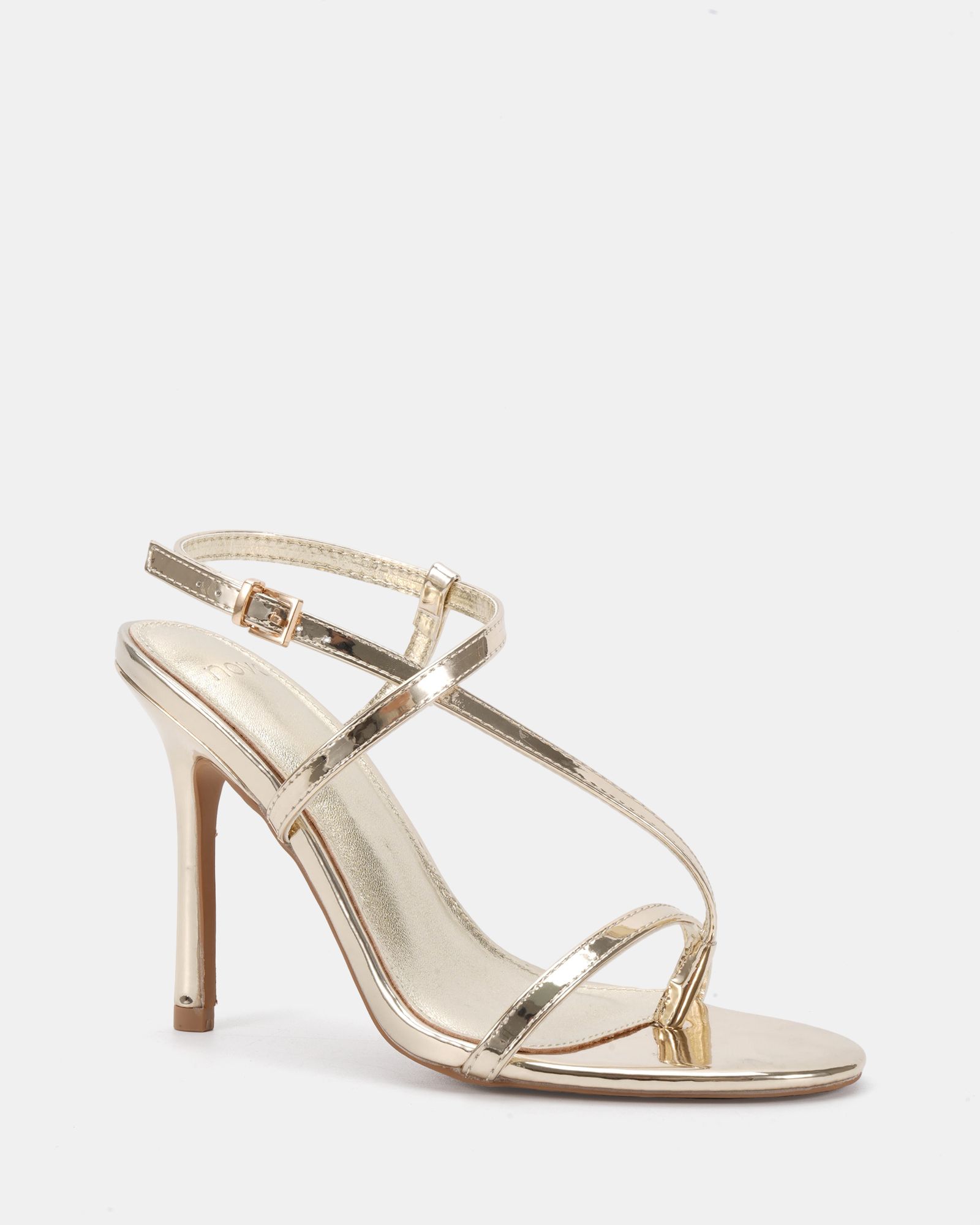 Rowan Gold High Heel Strappy Stiletto Sandal