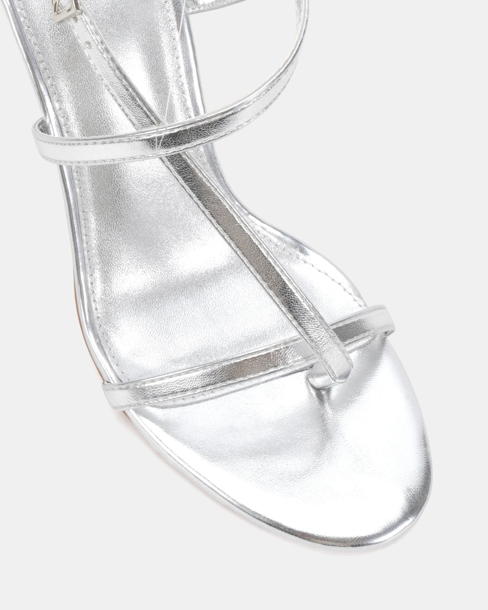 Rowan Silver High Heel Strappy Stiletto Sandal