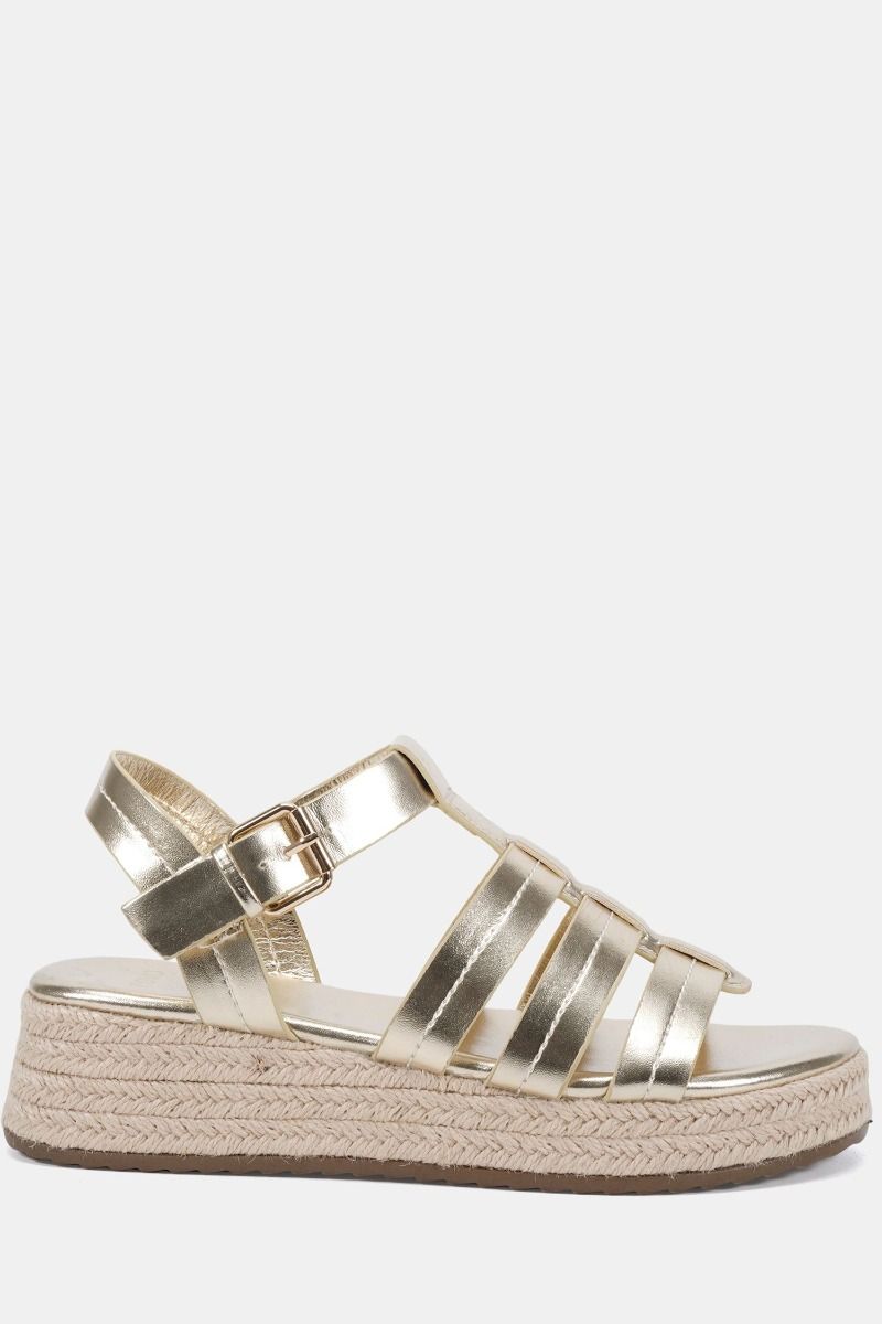 Tallie Gold Espadrille Gladiator T Bar Sandal