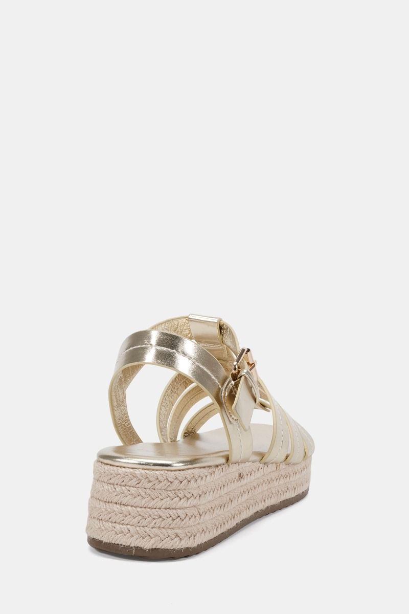 Tallie Gold Espadrille Gladiator T Bar Sandal