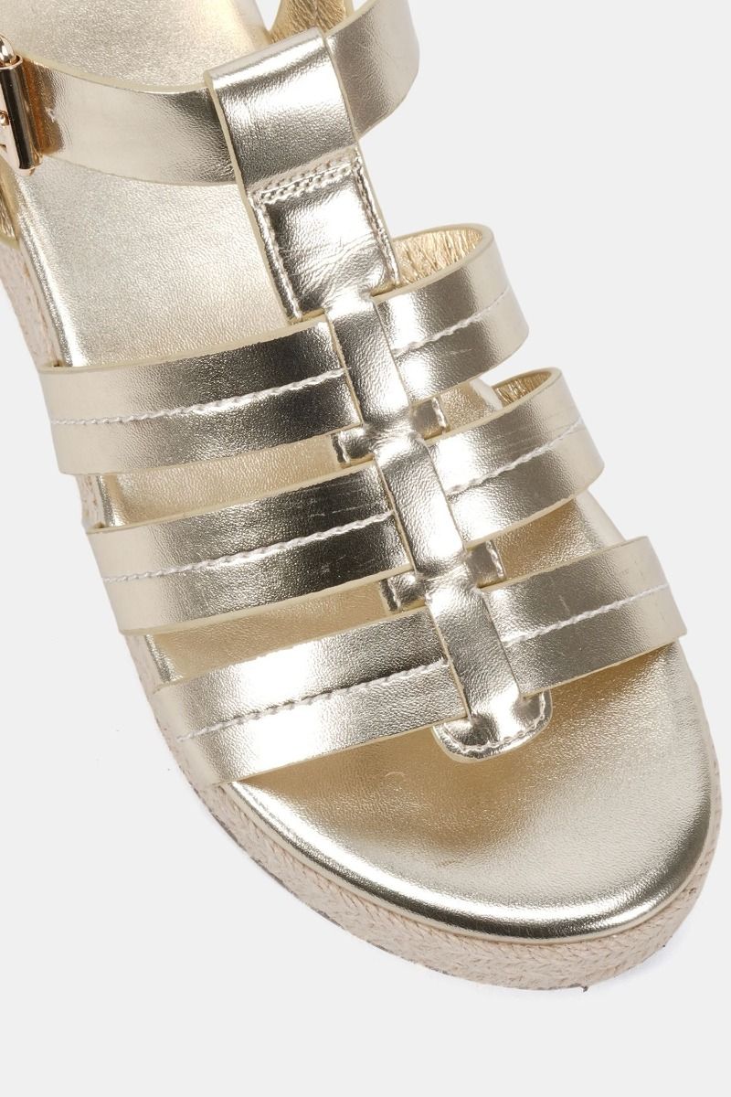 Tallie Gold Espadrille Gladiator T Bar Sandal