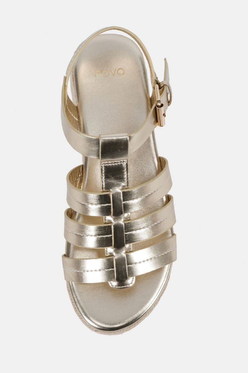 Tallie Gold Espadrille Gladiator T Bar Sandal