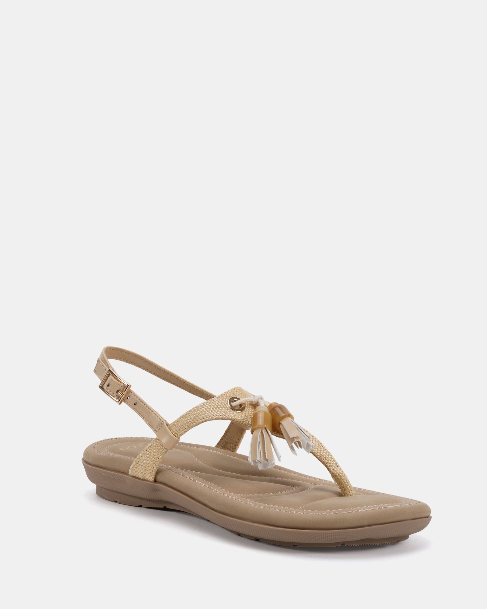 WIDE FIT TESSA Natural Toe Post Padded Footbed Sandal