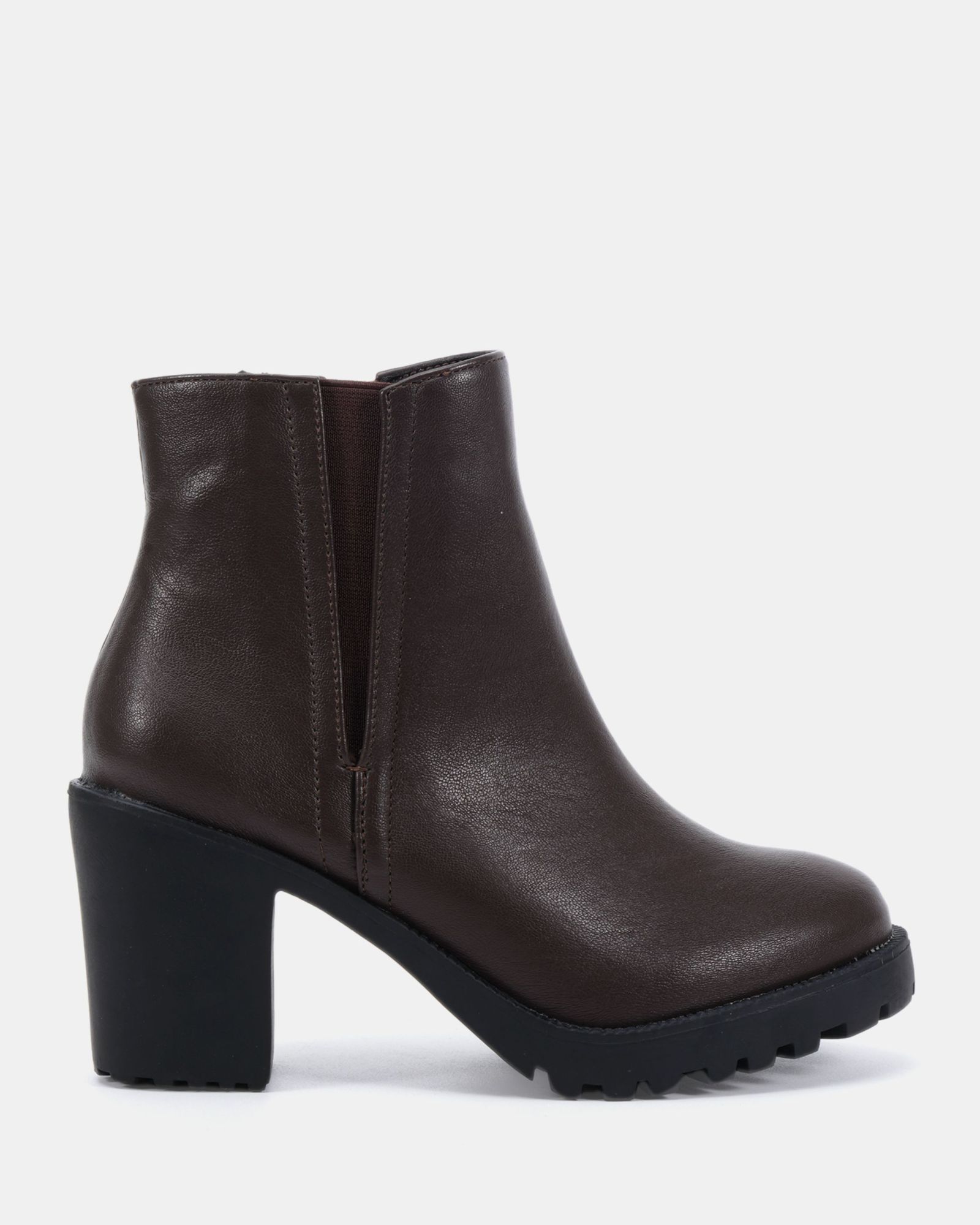 Wide Fit Jemma Brown Chelsea Cleated Unit Ankle Boot