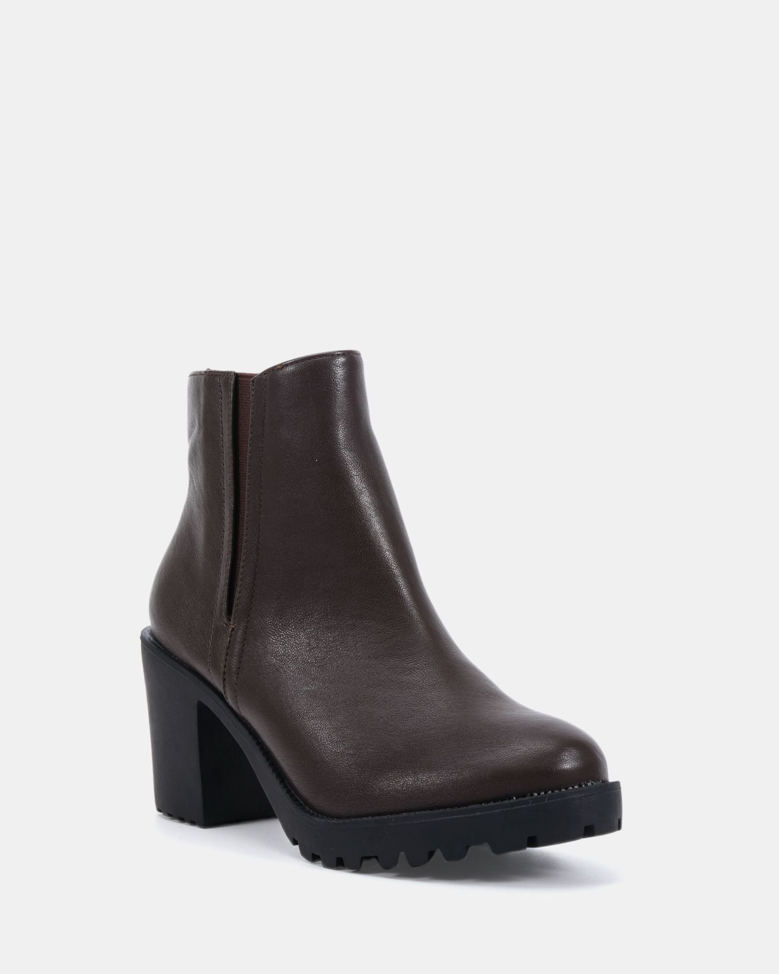 Wide Fit Jemma Brown Chelsea Cleated Unit Ankle Boot